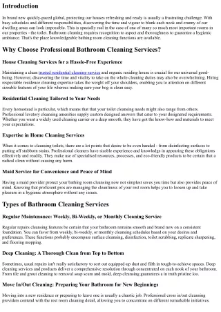 Bathroom Cleaning Services: A Sparkling Clean Bathroom in No Time!