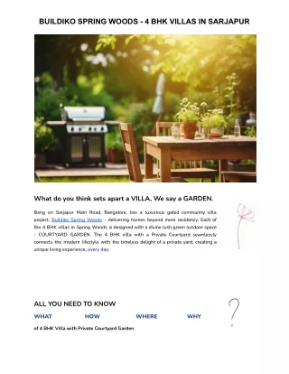 Buildiko Spring Woods - 4 BHK Villas in Sarjapur