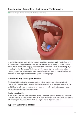 Formulation Aspects of Sublingual Technology - ZIM Labs