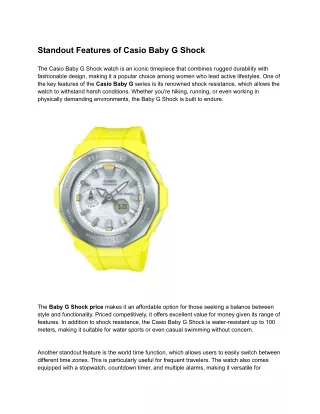 Standout Features of Casio Baby G Shock