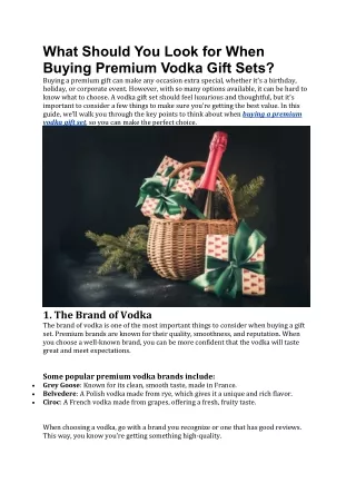 What Should You Look for When Buying Premium Vodka Gift Sets