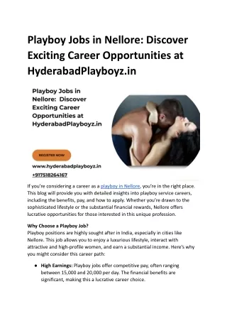 Playboy Jobs in Nellore_ Discover Exciting Career Opportunities at HyderabadPlayboyz.in