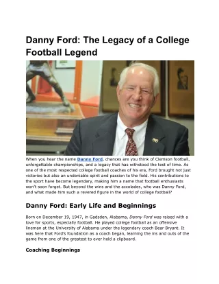 Danny Ford_ The Legacy of a College Football Legend