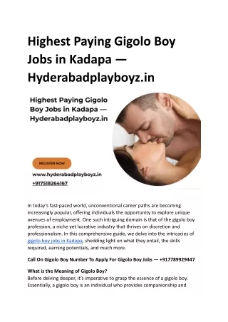 Highest Paying Gigolo Boy Jobs in Kadapa — Hyderabadplayboyz.in