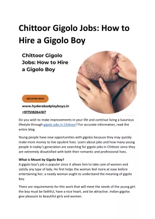 Chittoor Gigolo Jobs_ How to Hire a Gigolo Boy