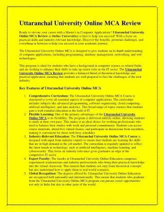 Uttaranchal University Online MCA Review