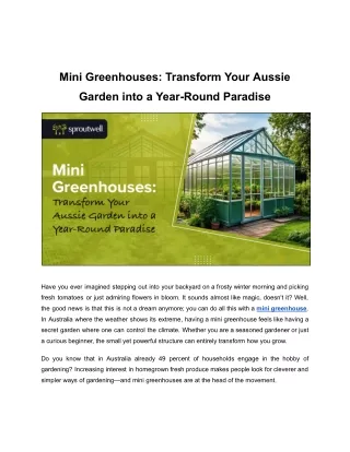 Mini Greenhouses_ Transform Your Aussie Garden into a Year-Round Paradise