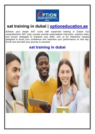 sat training in dubai | optioneducation.ae