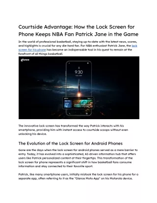 Courtside Advantage_ How the Lock Screen for Phone Keeps NBA Fan Patrick Jane in the Game