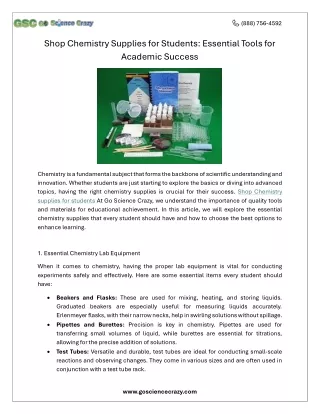 Shop Chemistry Supplies for Students- Essential Tools for Academic Success