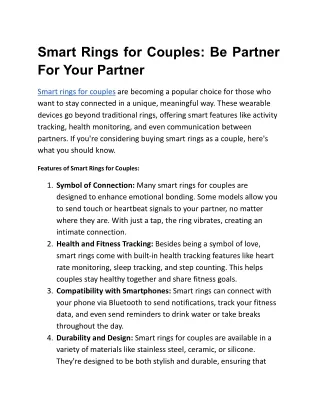 Smart Rings for Couples_ Be Partner For Your Partner