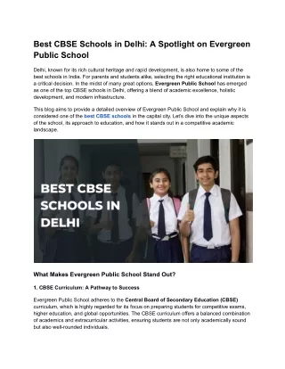 Best CBSE Schools in Delhi_ A Spotlight on Evergreen Public School