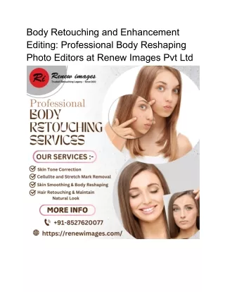 Body Retouching and Enhancement Editing: Professional Body Reshaping Photo Edito