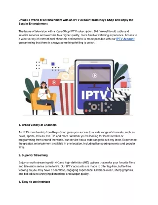Unlock a World of Entertainment with an IPTV Account from Keys-Shop and Enjoy the Best in Entertainment (1)