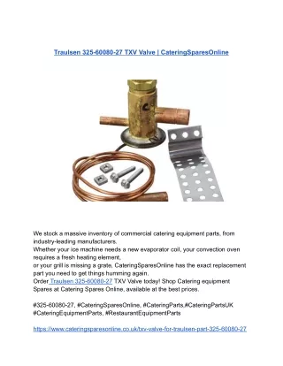 Traulsen 325-60080-27 TXV Valve _ CateringSparesOnline