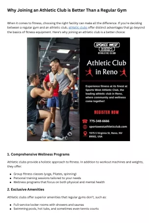 Why Joining an Athletic Club is Better Than a Regular Gym