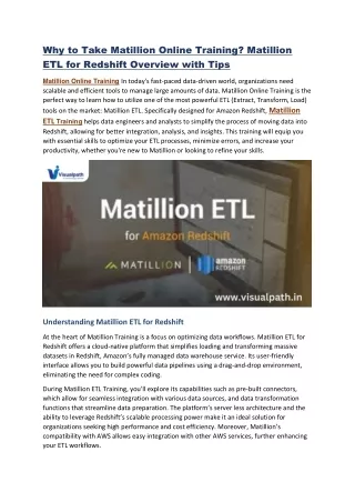 Matillion Online Training | Matillion Training