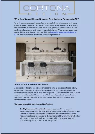 Why You Should Hire a Licensed Countertops Designer in NJ?