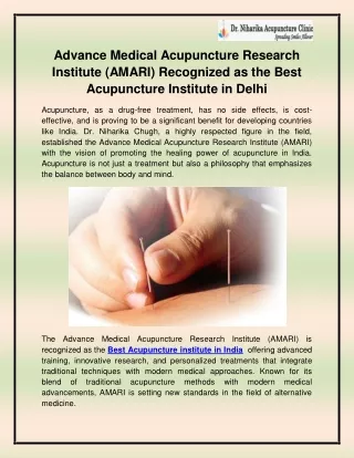 Best Acupuncture institute in India
