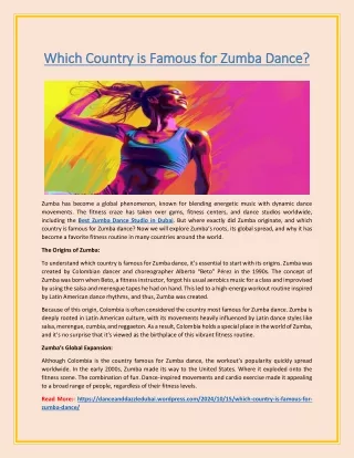 Which Country is Famous for Zumba Dance?