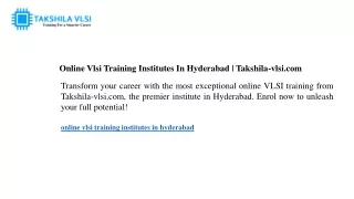 Online Vlsi Training Institutes In Hyderabad Takshila-vlsi.com