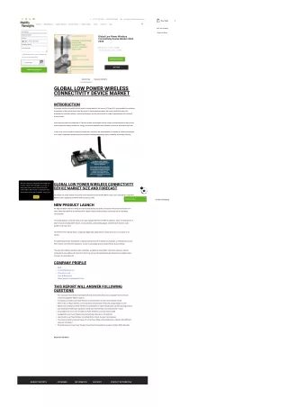 Global Low Power Wireless Connectivity Device Market 2022-2030