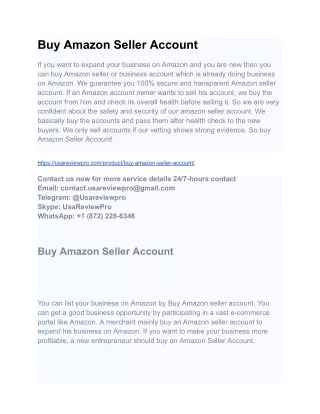 Buy Amazon Seller Account
