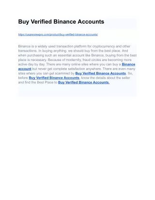 Top Site To Buy Verified Binance Accounts