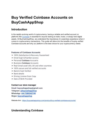 Buy Verified Coinbase Accounts on BuyCashAppShop
