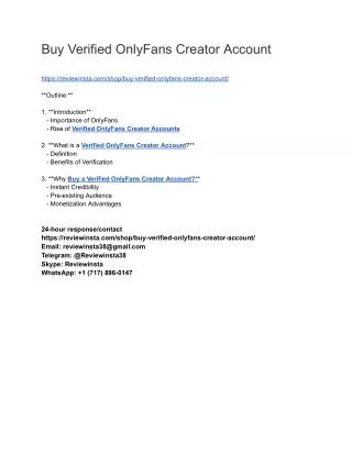 Top Site To Buy Verified OnlyFans Creator Account