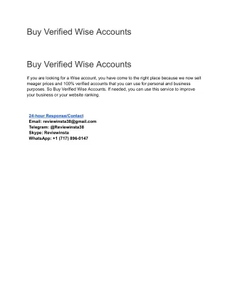 Top Site To Buy Verified Wise Accounts