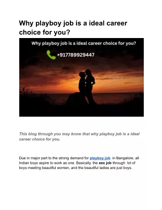Why playboy job is a ideal career choice for you