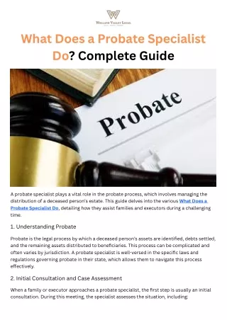 What Does a Probate Specialist Do - Complete Guide