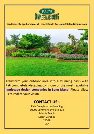 Landscape Design Companies In Long Island  Patscompletelandscaping.com