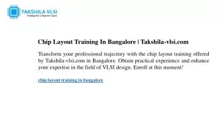 Chip Layout Training In Bangalore Takshila-vlsi.com