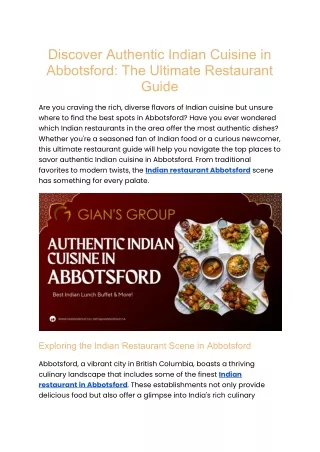 Discover Authentic Indian Cuisine in Abbotsford_ The Ultimate Restaurant Guide