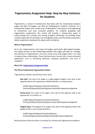 Trigonometry Assignment Help