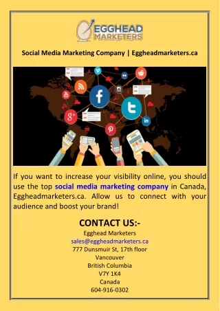 Social Media Marketing Company  Eggheadmarketers.ca