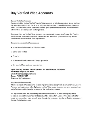 Buy Verified Wise Accounts