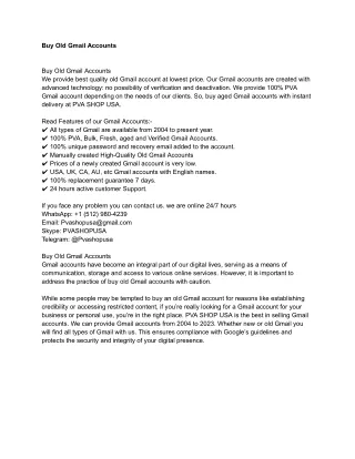 Buy Old Gmail Accounts