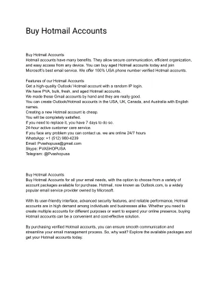 Buy Hotmail Accounts