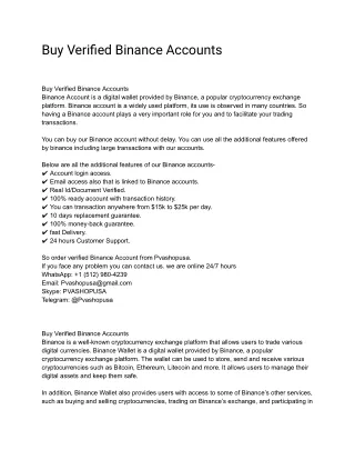 Buy Verified Binance Accounts