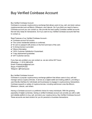 Buy Verified Coinbase Account