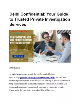 Your Guide to Trusted Private Investigation Services