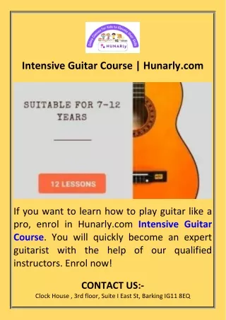 Intensive Guitar Course  Hunarly.com