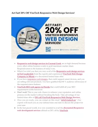 Act Fast! 20% Off ViseTech Responsive Web Design Services!