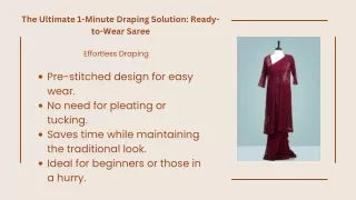 The Ultimate 1-Minute Draping Solution Ready to-Wear Saree
