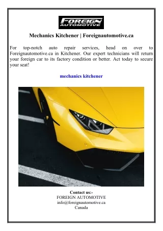 Mechanics Kitchener  Foreignautomotive.ca