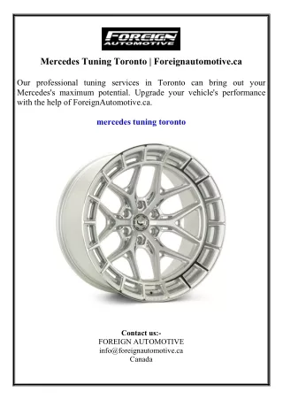 Mercedes Tuning Toronto  Foreignautomotive.ca