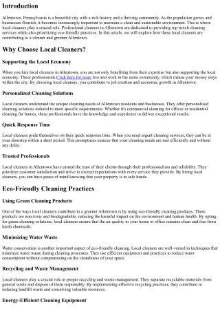 How Local Cleaners are Contributing to a Cleaner, Greener Allentown